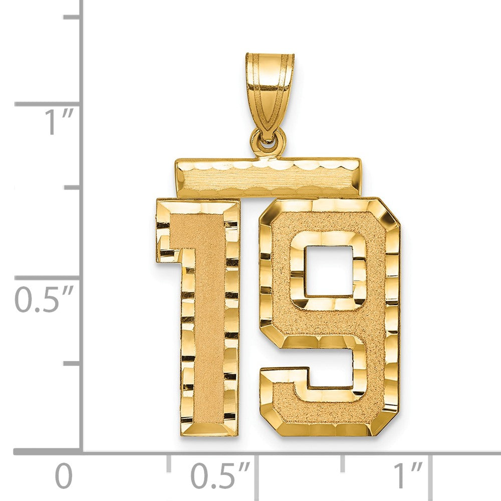 14k Large Brushed Diamond-cut Number 19 Charm