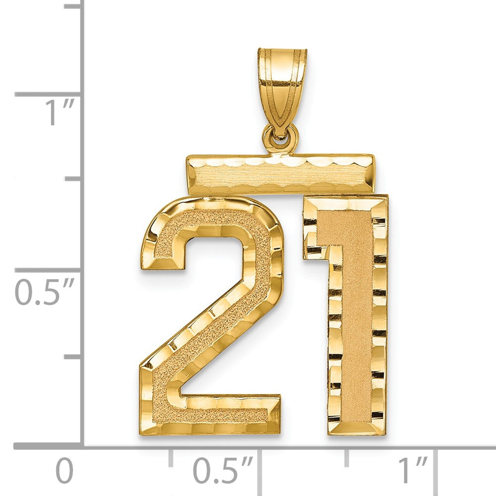 14k Large Brushed Diamond-cut Number 21 Charm