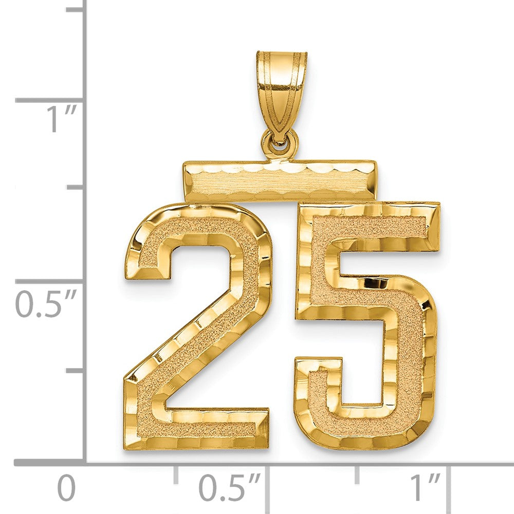 14k Large Brushed Diamond-cut Number 25 Charm