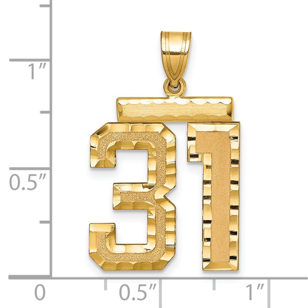 14k Large Brushed Diamond-cut Number 31 Charm