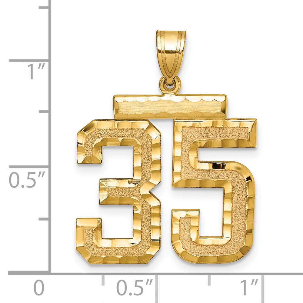 14k Large Brushed Diamond-cut Number 35 Charm