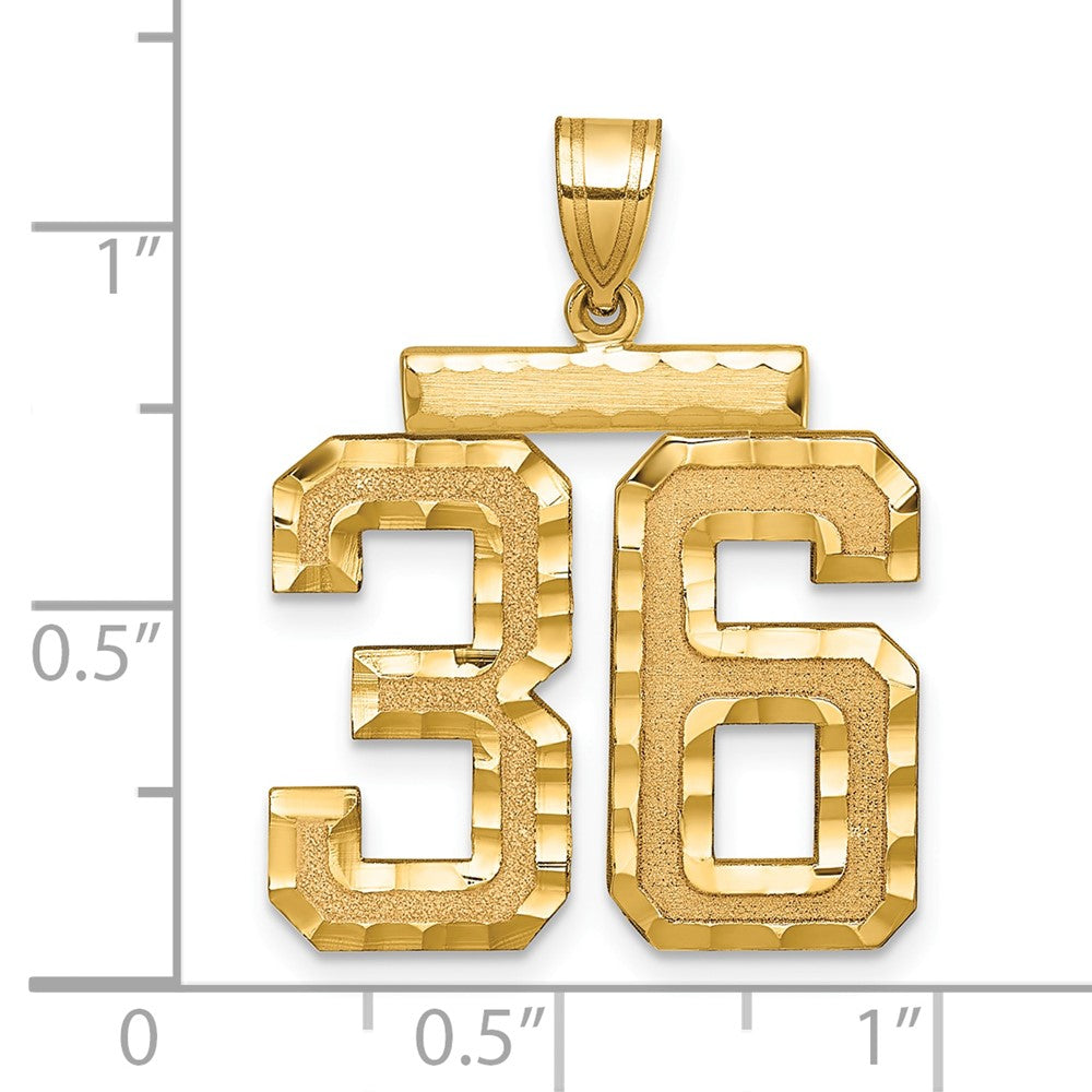 14k Large Brushed Diamond-cut Number 36 Charm