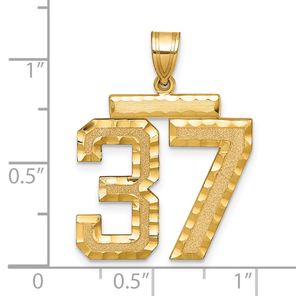 14k Large Brushed Diamond-cut Number 37 Charm