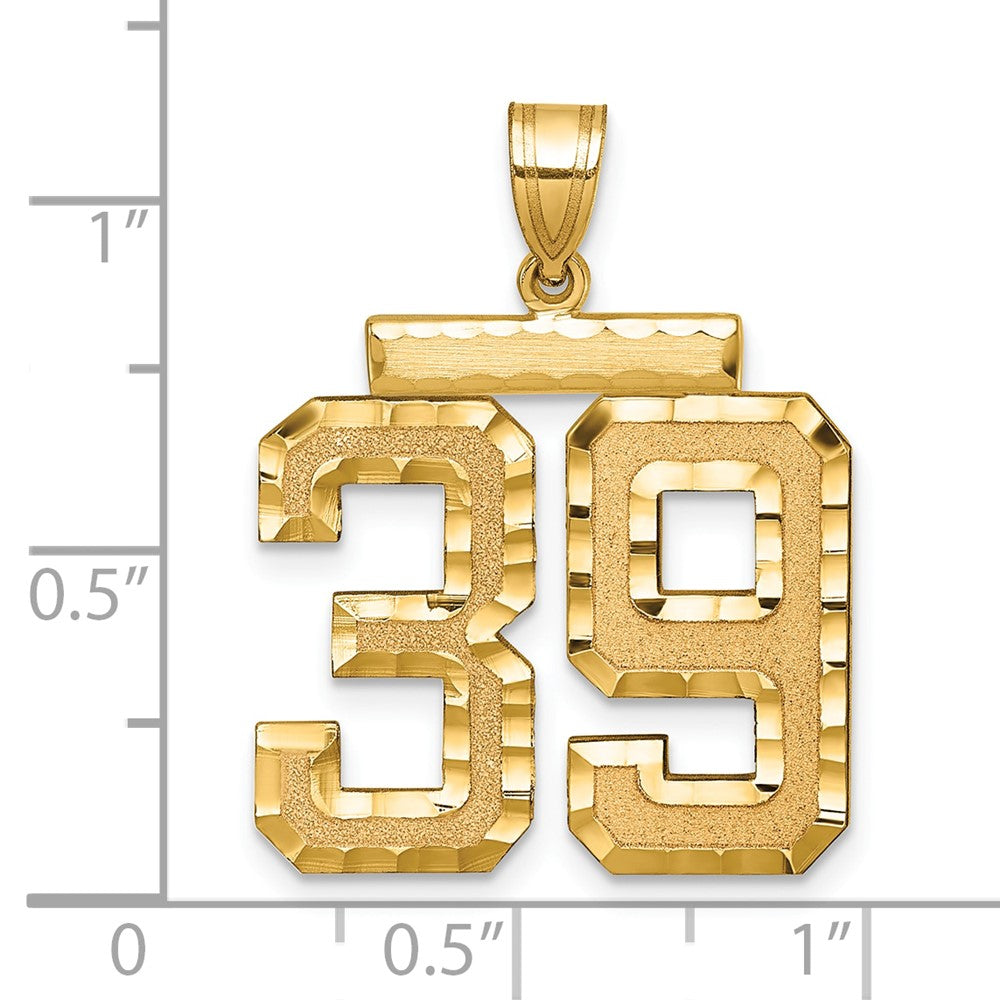 14k Large Brushed Diamond-cut Number 39 Charm