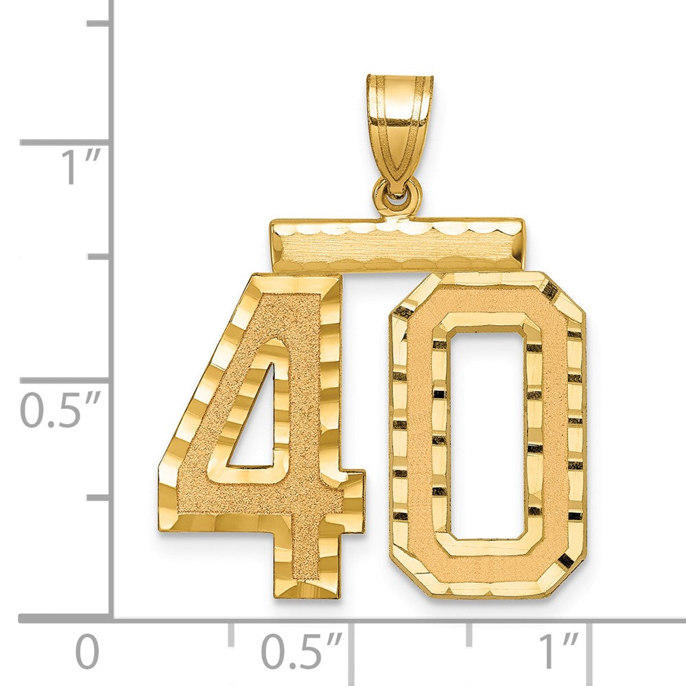 14k Large Brushed Diamond-cut Number 40 Charm