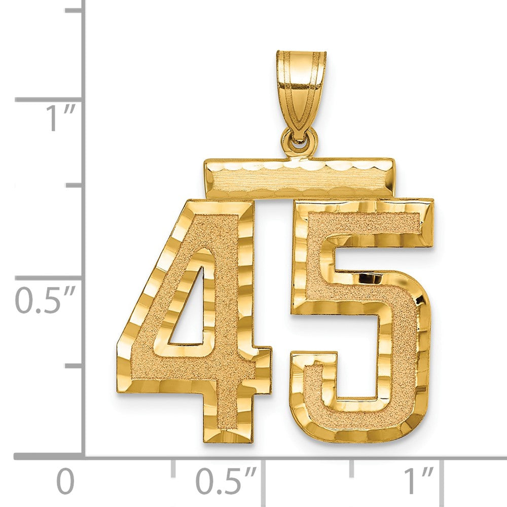 14k Large Brushed Diamond-cut Number 45 Charm