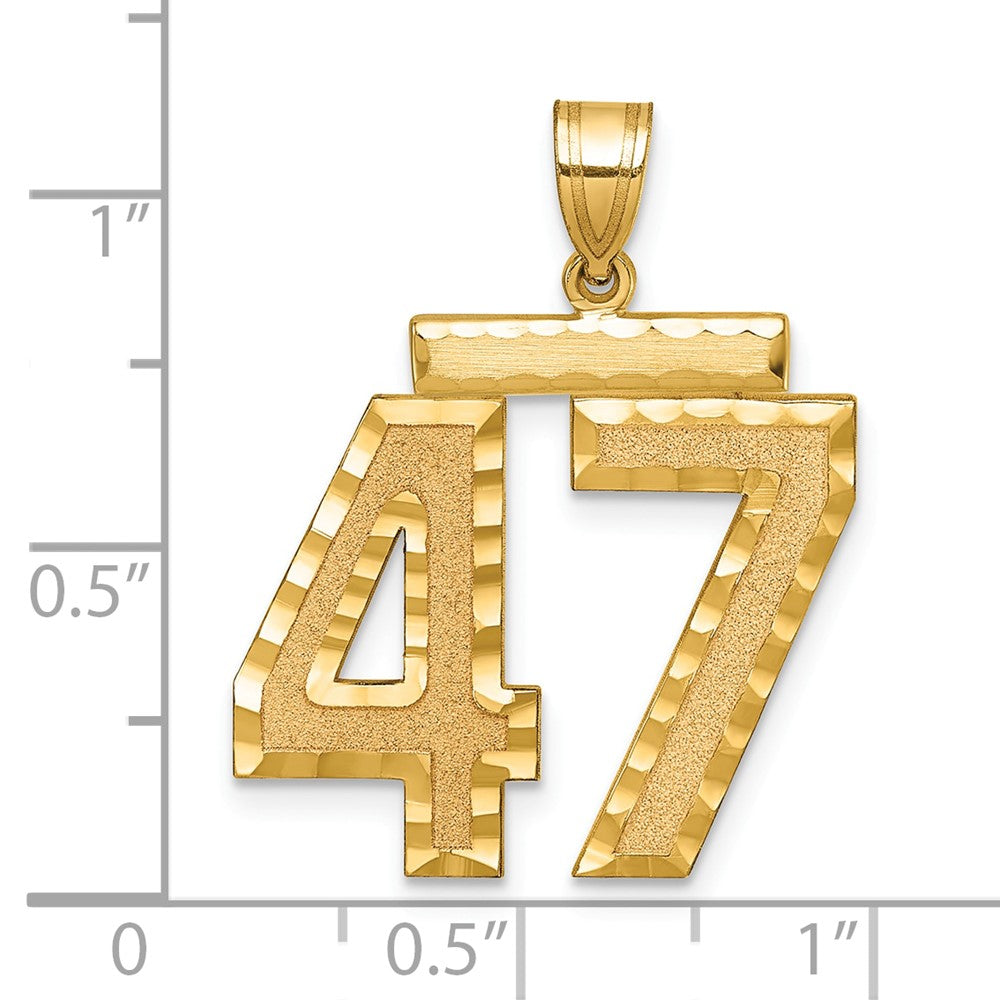 14k Large Brushed Diamond-cut Number 47 Charm