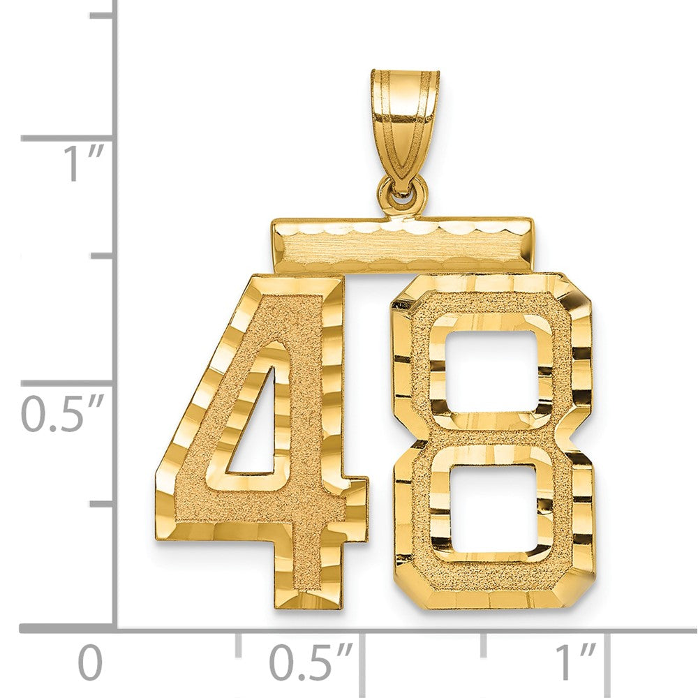 14k Large Brushed Diamond-cut Number 48 Charm