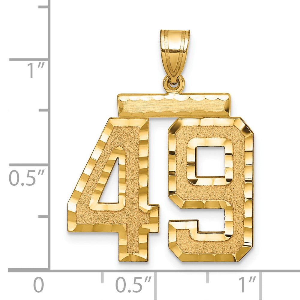 14k Large Brushed Diamond-cut Number 49 Charm
