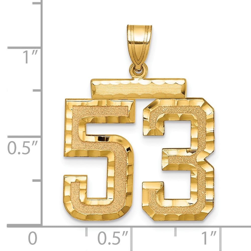 14k Large Brushed Diamond-cut Number 53 Charm