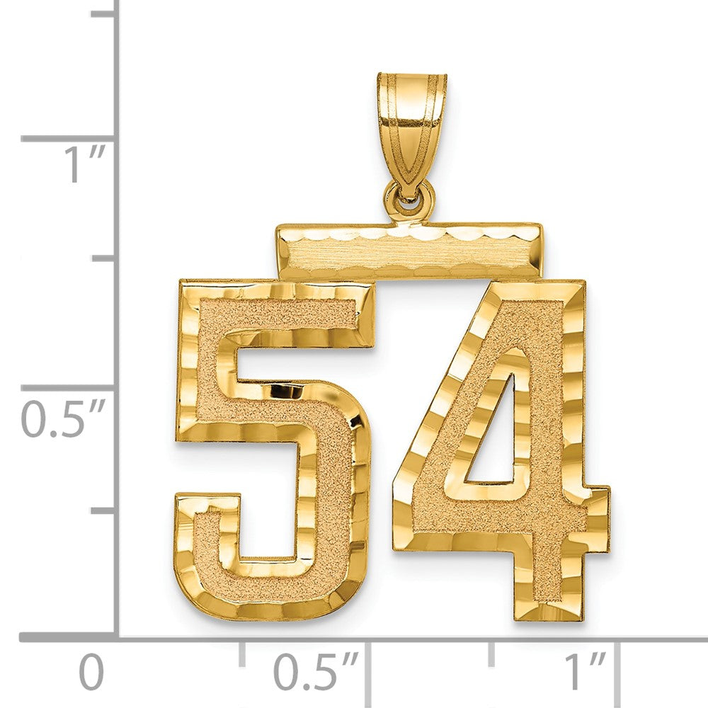 14k Large Brushed Diamond-cut Number 54 Charm