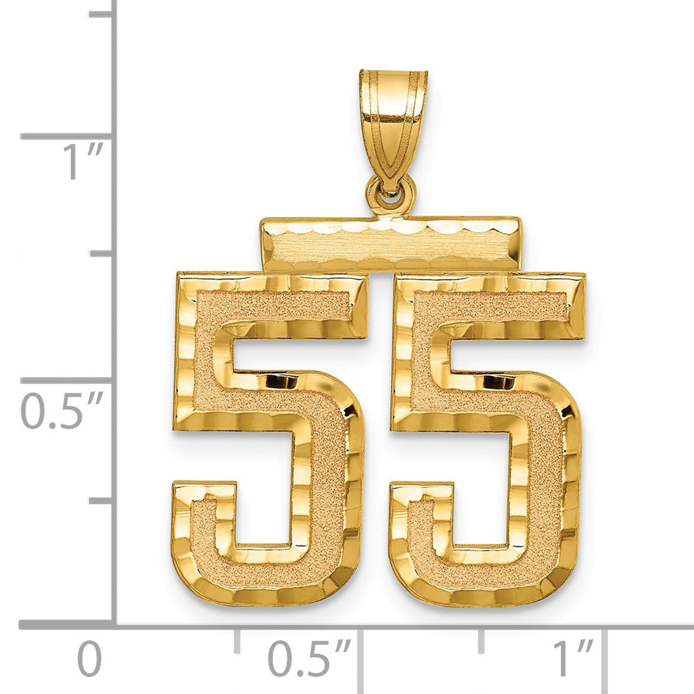 14k Large Brushed Diamond-cut Number 55 Charm