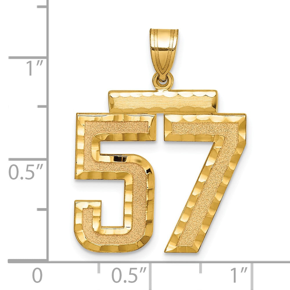 14k Large Brushed Diamond-cut Number 57 Charm