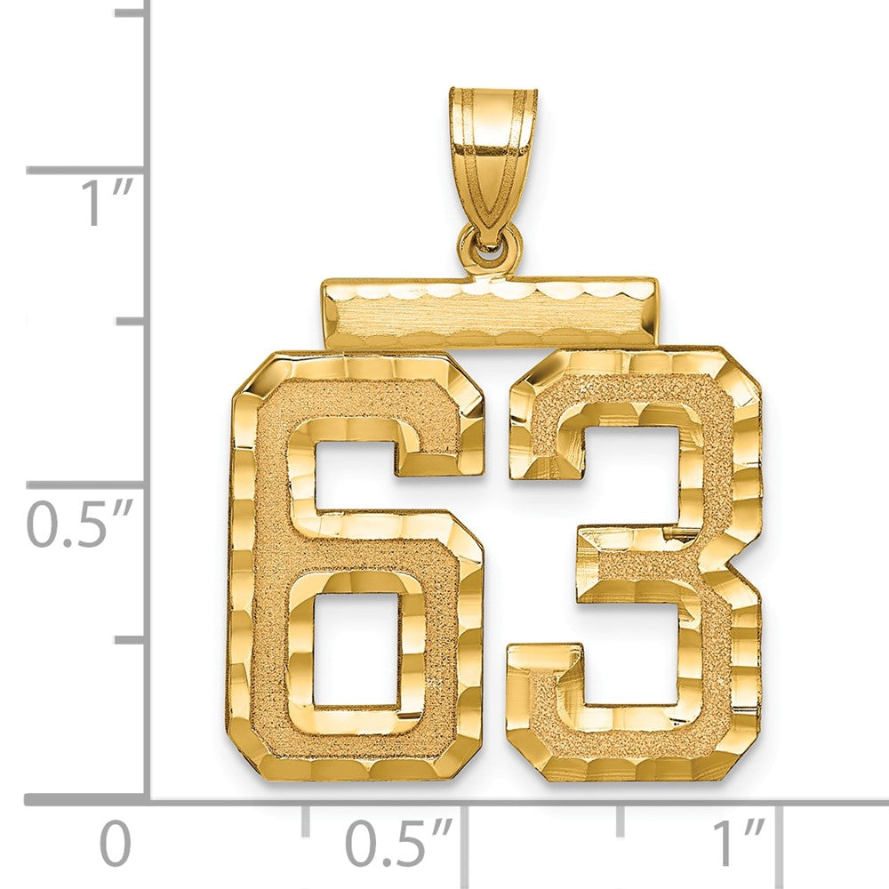 14k Large Brushed Diamond-cut Number 63 Charm