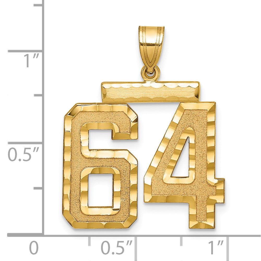 14k Large Brushed Diamond-cut Number 64 Charm