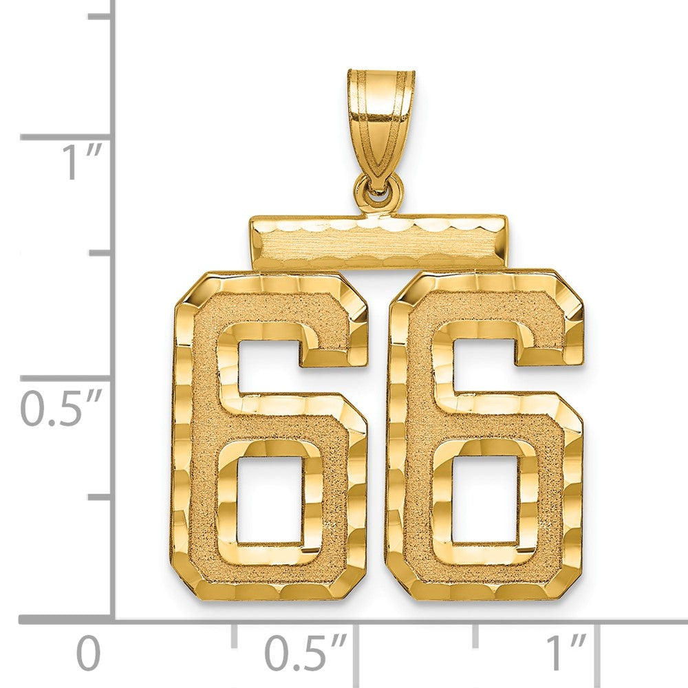 14k Large Brushed Diamond-cut Number 66 Charm