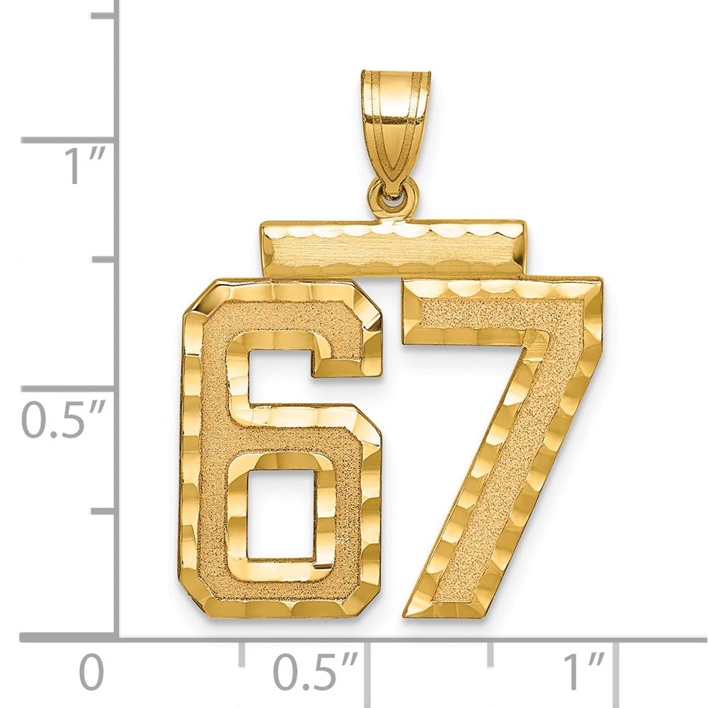 14k Large Brushed Diamond-cut Number 67 Charm