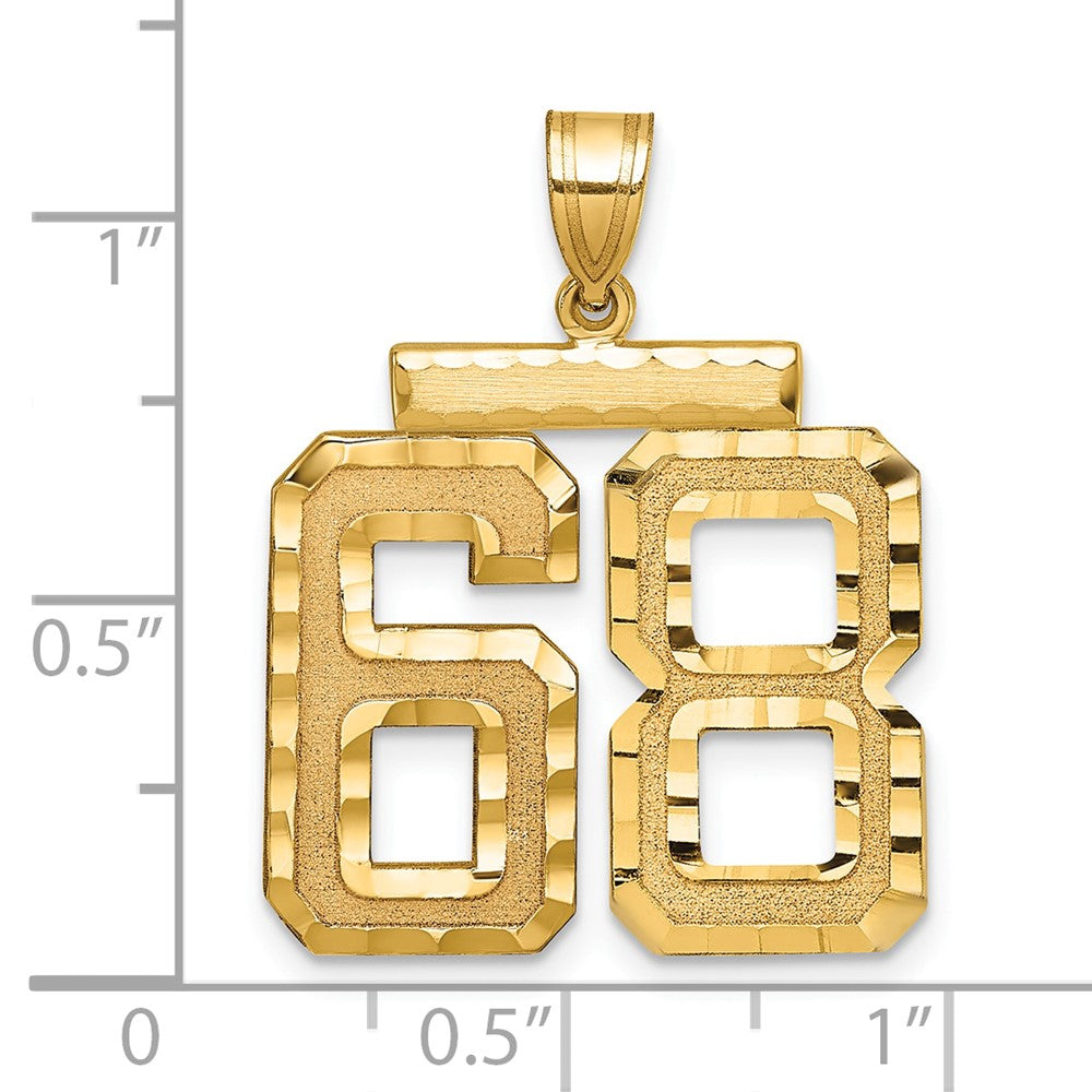 14k Large Brushed Diamond-cut Number 68 Charm
