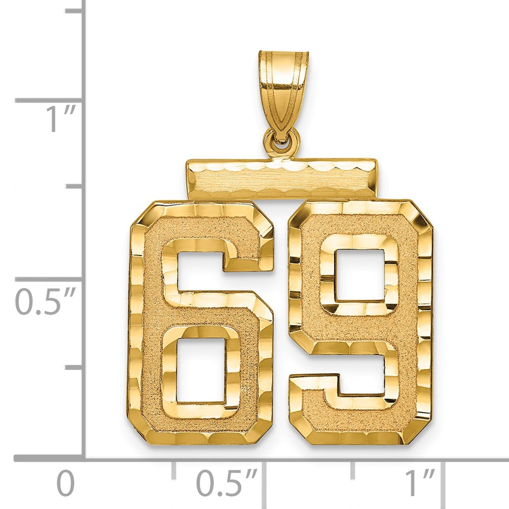 14k Large Brushed Diamond-cut Number 69 Charm
