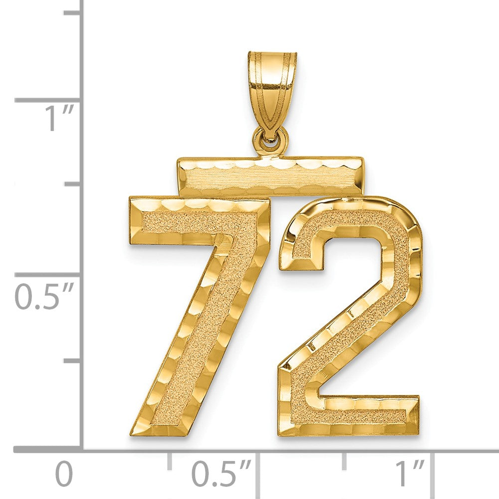 14k Large Brushed Diamond-cut Number 72 Charm