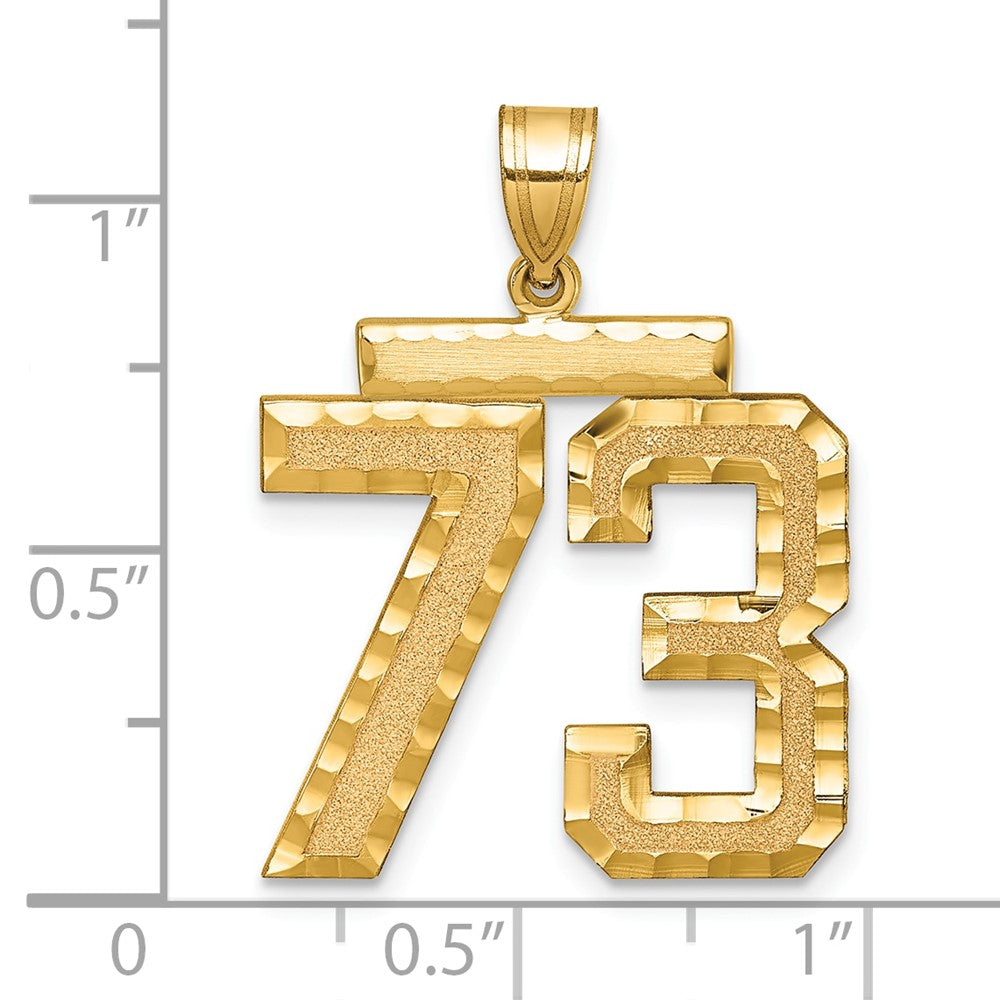 14k Large Brushed Diamond-cut Number 73 Charm