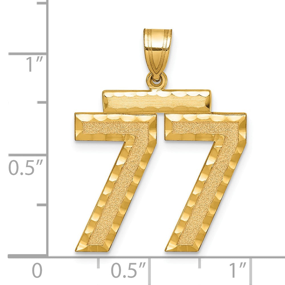 14k Large Brushed Diamond-cut Number 77 Charm