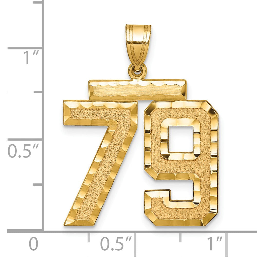14k Large Brushed Diamond-cut Number 79 Charm