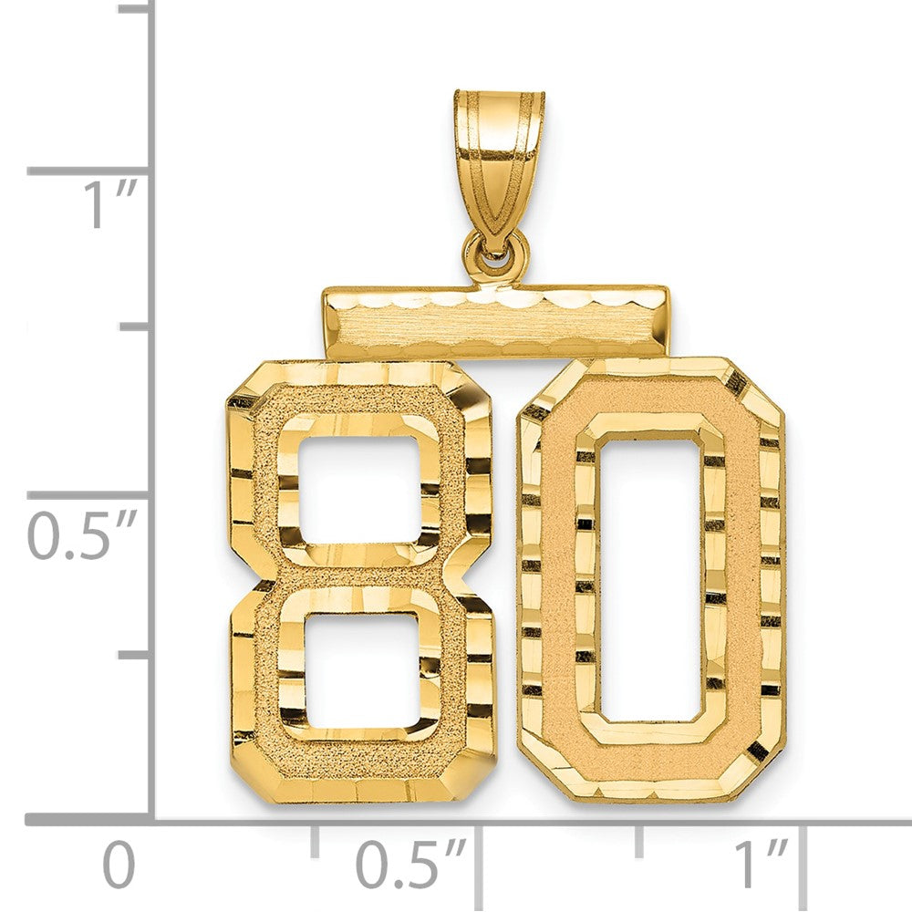 14k Large Brushed Diamond-cut Number 80 Charm