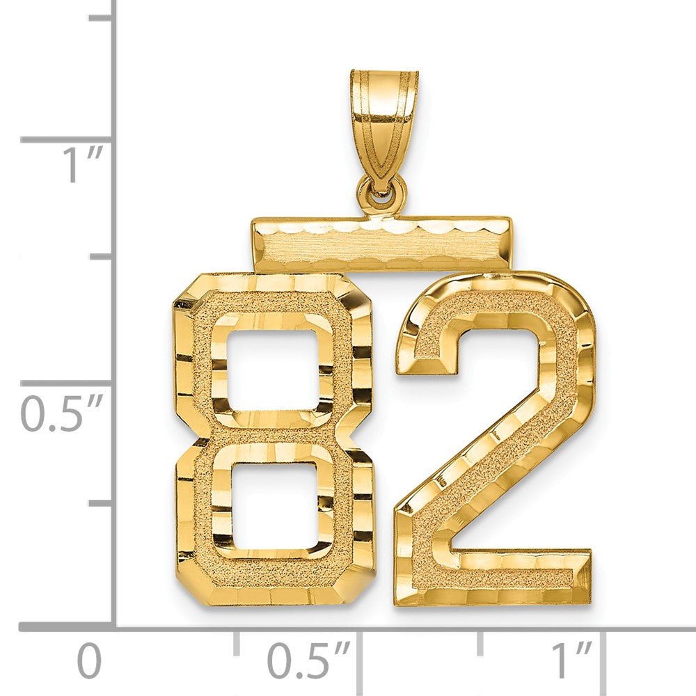 14k Large Brushed Diamond-cut Number 82 Charm