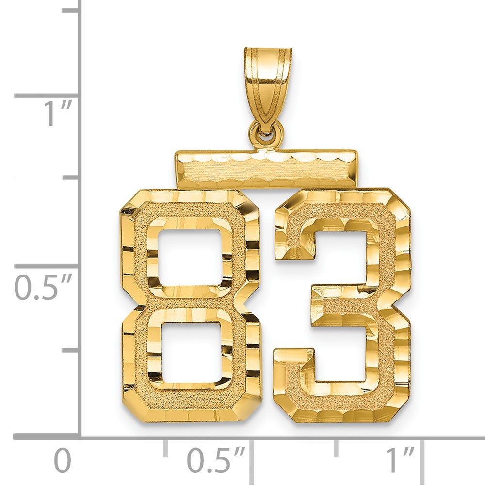 14k Large Brushed Diamond-cut Number 83 Charm
