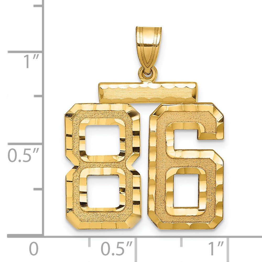 14k Large Brushed Diamond-cut Number 86 Charm