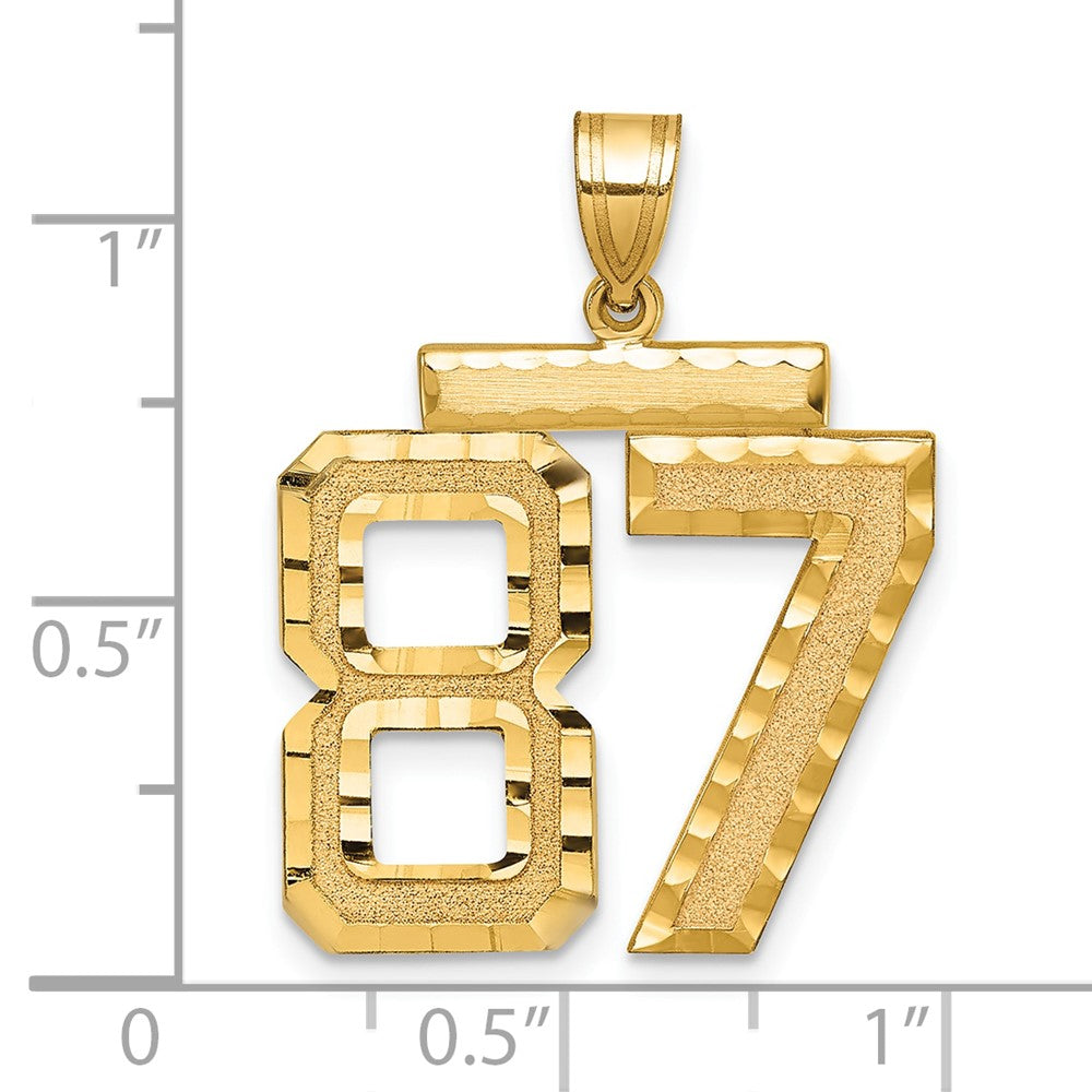 14k Large Brushed Diamond-cut Number 87 Charm