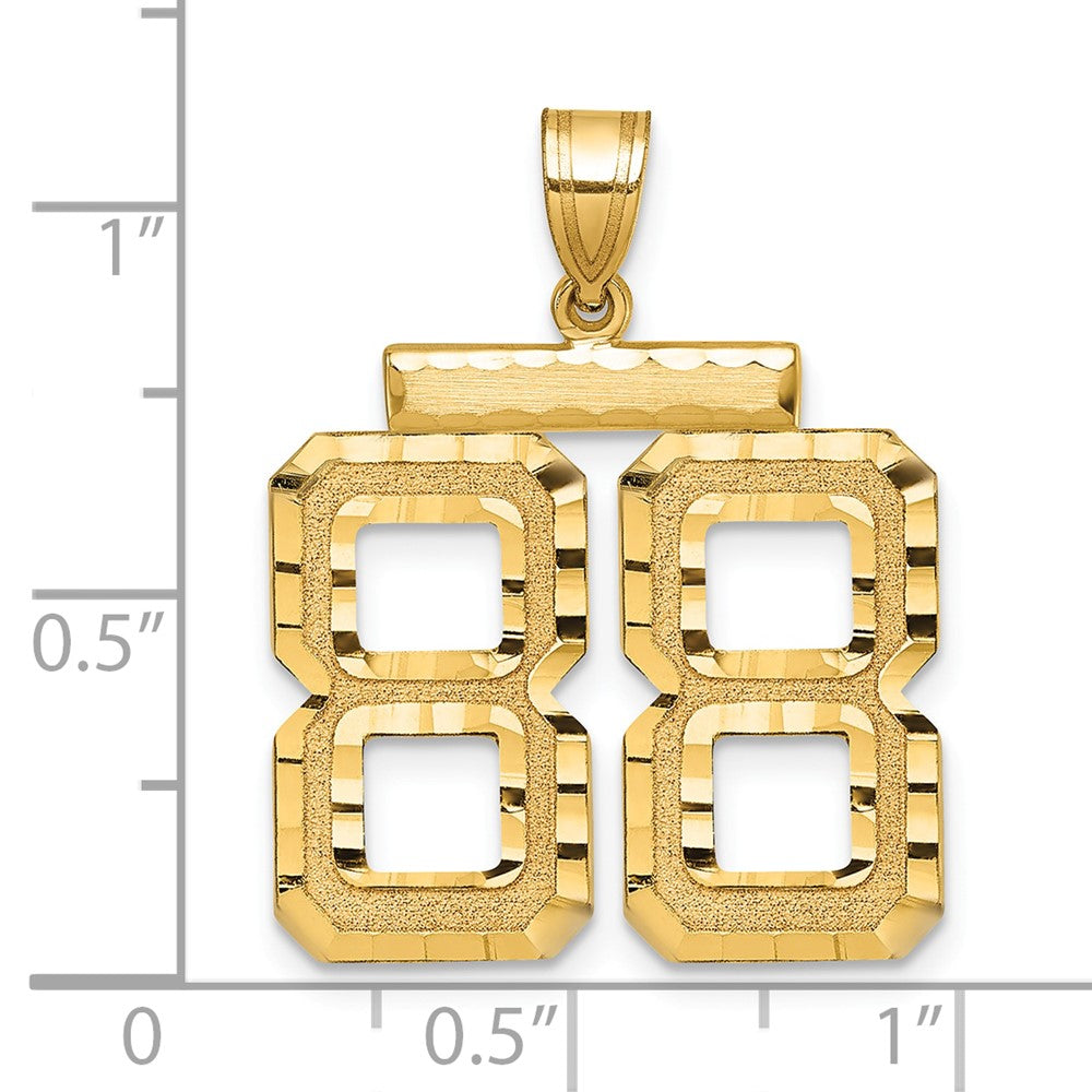 14k Large Brushed Diamond-cut Number 88 Charm