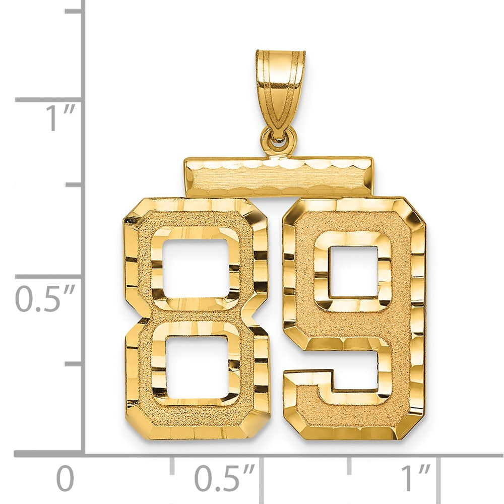 14k Large Brushed Diamond-cut Number 89 Charm