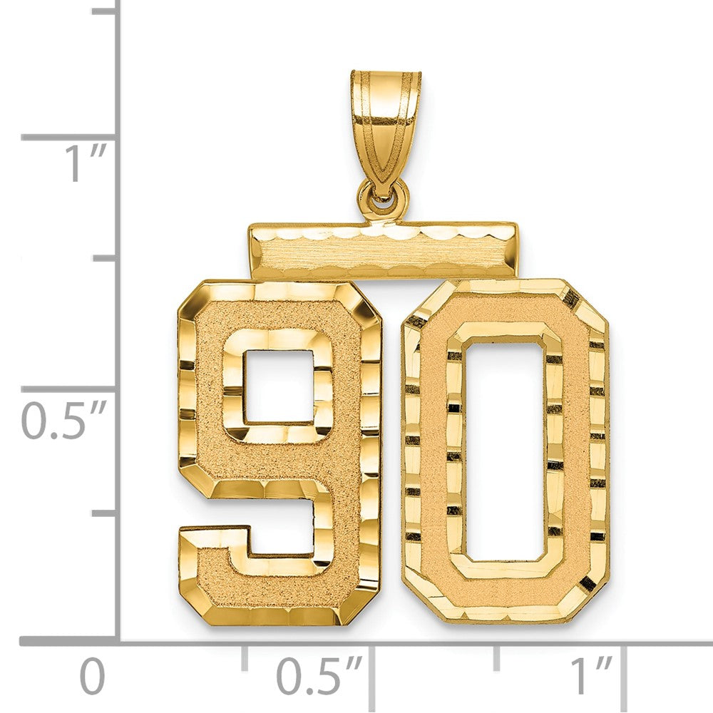 14k Large Brushed Diamond-cut Number 90 Charm