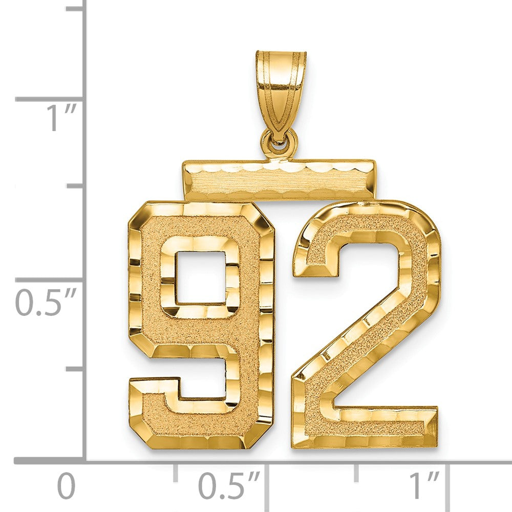 14k Large Brushed Diamond-cut Number 92 Charm