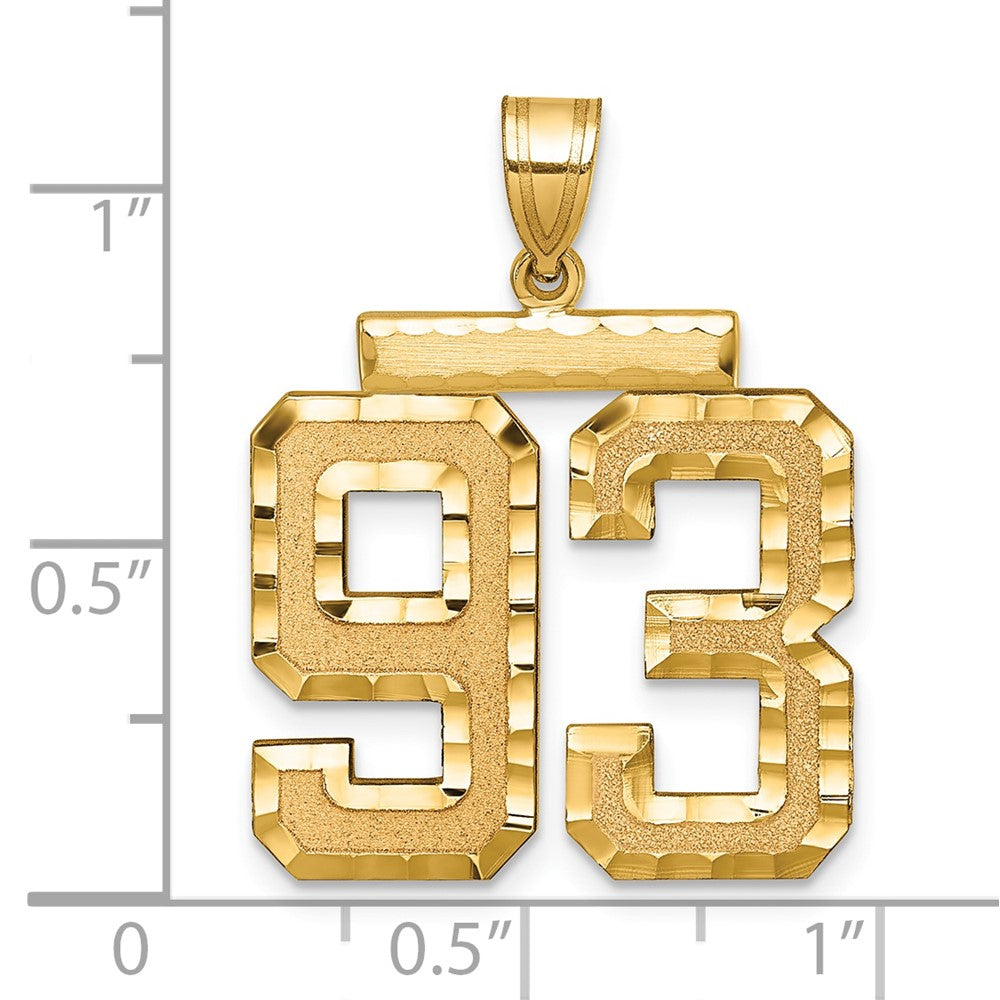 14k Large Brushed Diamond-cut Number 93 Charm
