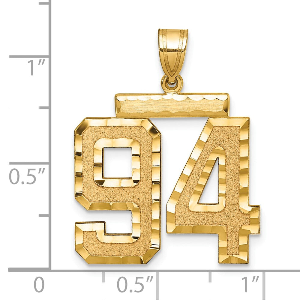 14k Large Brushed Diamond-cut Number 94 Charm