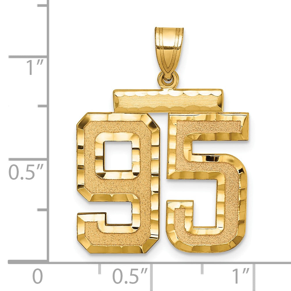 14k Large Brushed Diamond-cut Number 95 Charm