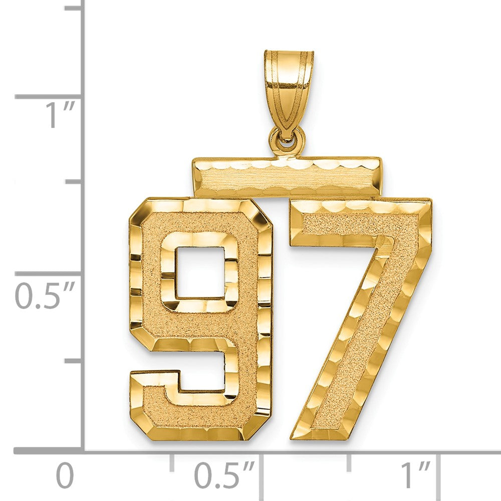 14k Large Brushed Diamond-cut Number 97 Charm