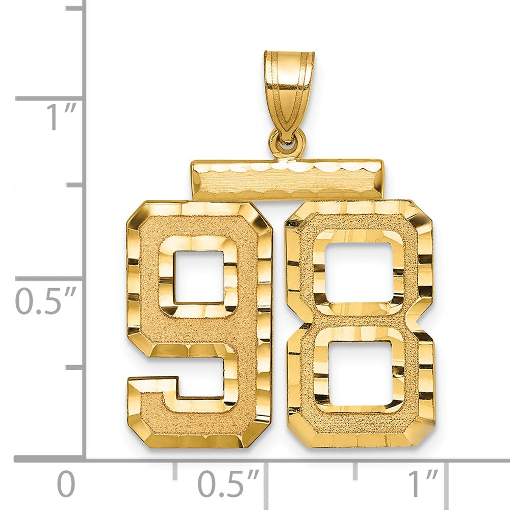 14k Large Brushed Diamond-cut Number 98 Charm