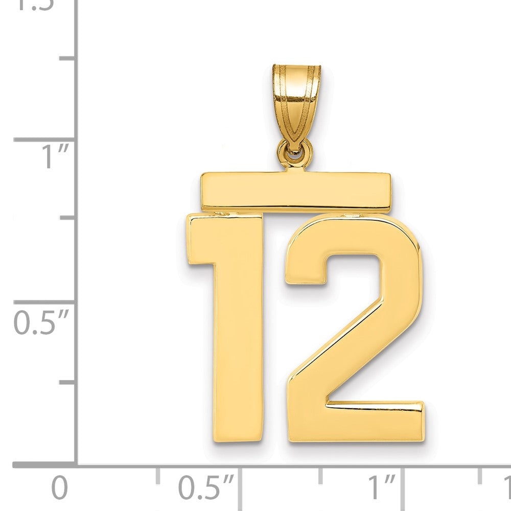 14k Large Polished Number 12 Charm
