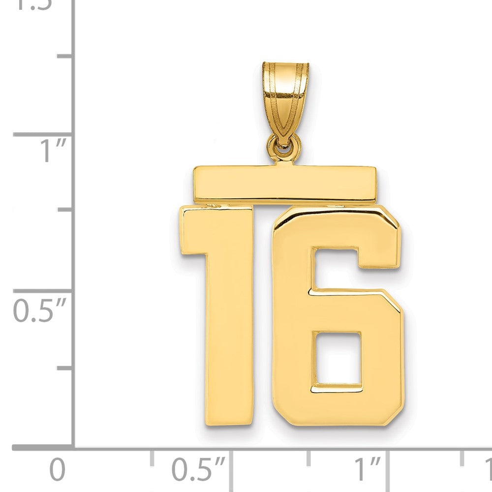 14k Large Polished Number 16 Charm