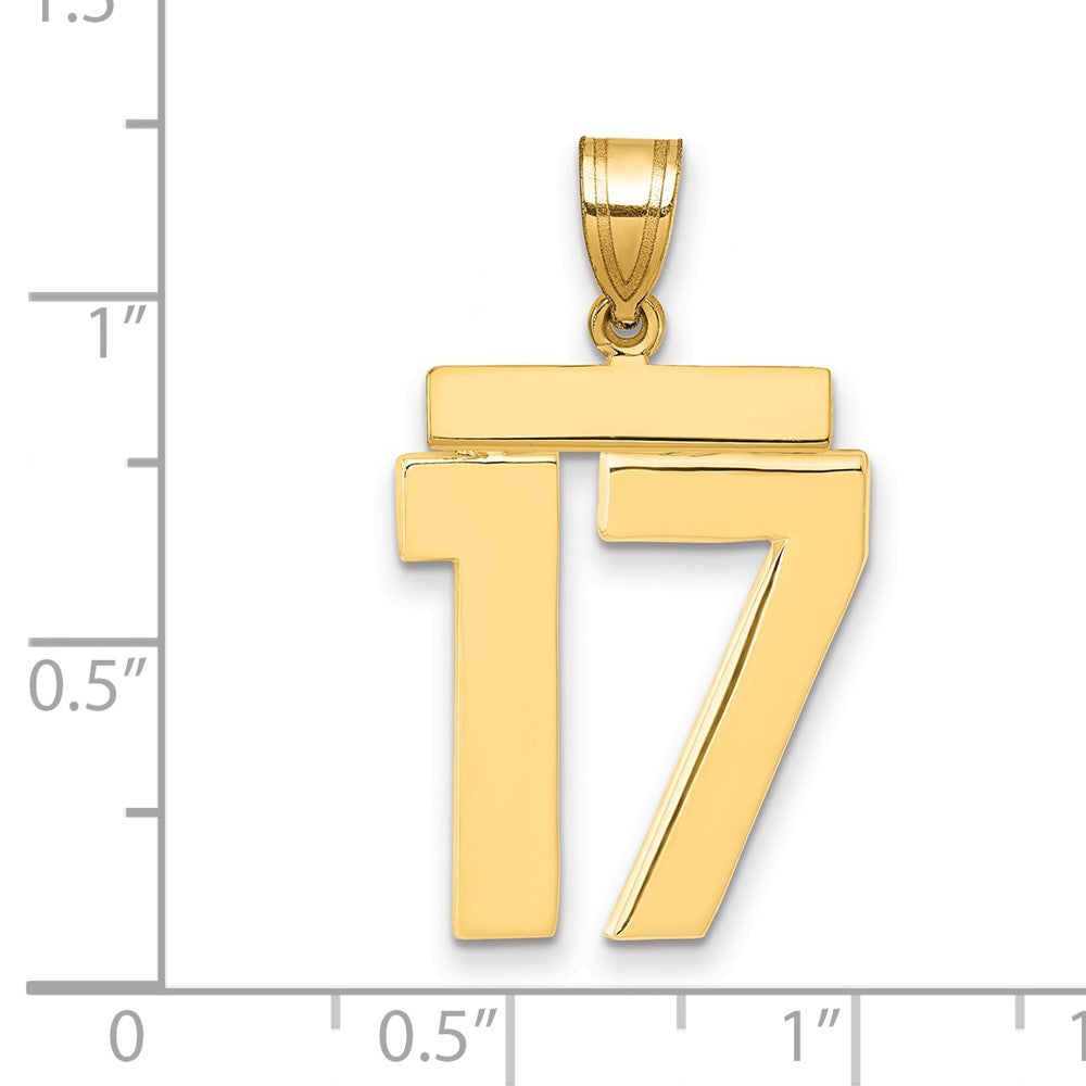14k Large Polished Number 17 Charm