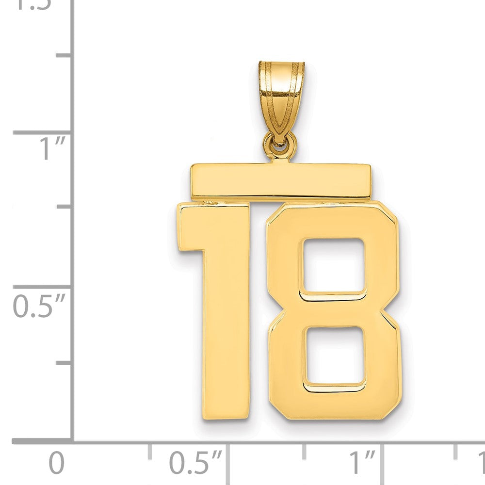 14k Large Polished Number 18 Charm