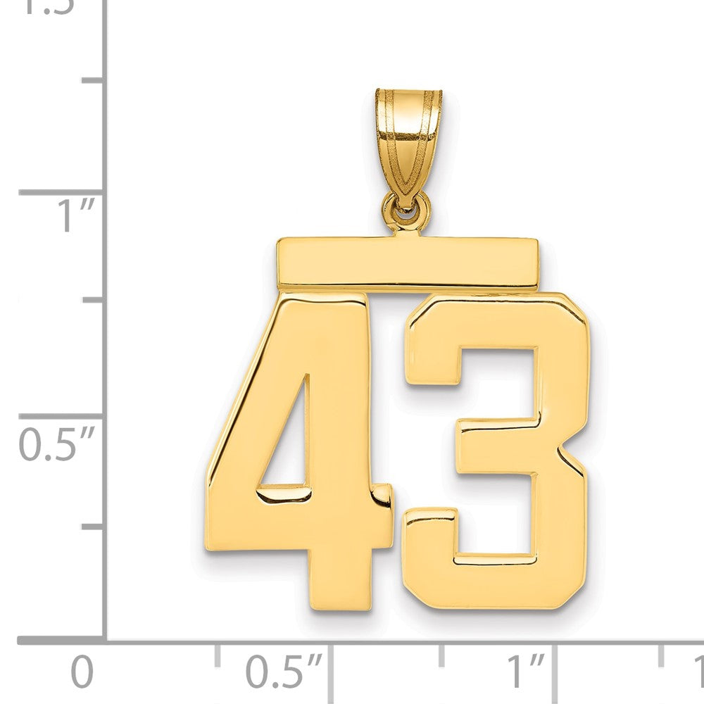 14k Large Polished Number 43 Charm