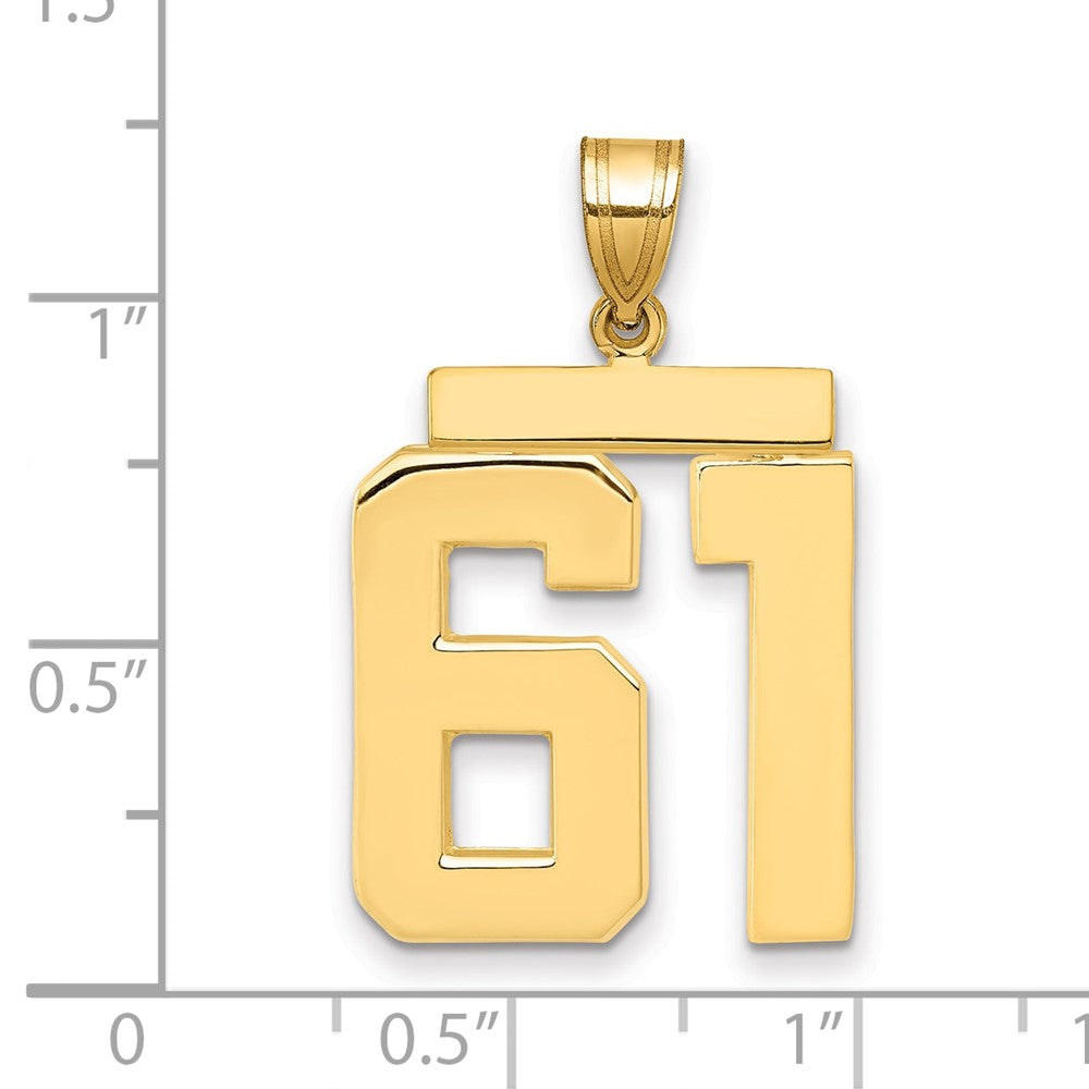 14k Large Polished Number 61 Charm