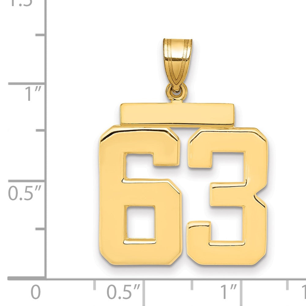 14k Large Polished Number 63 Charm
