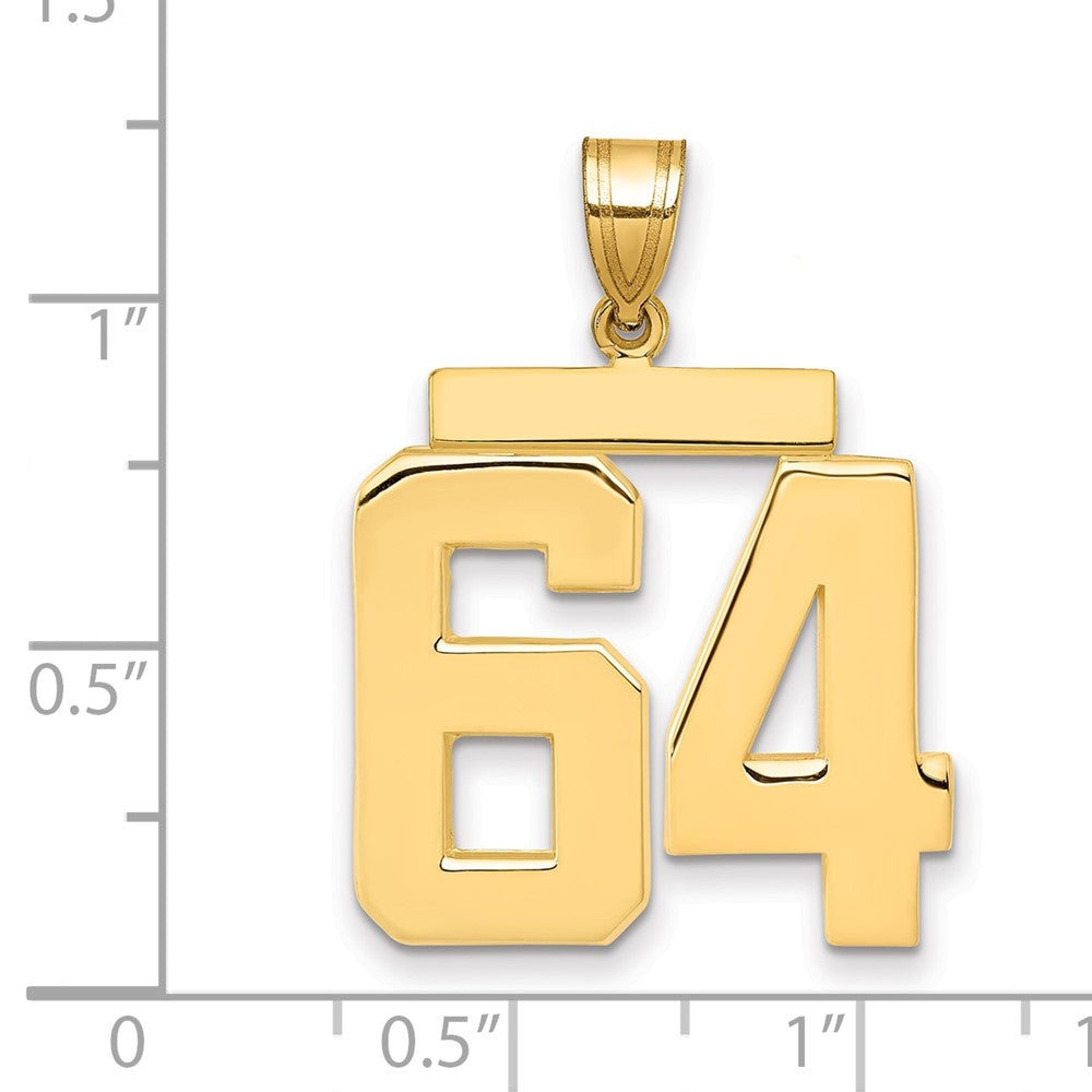14k Large Polished Number 64 Charm