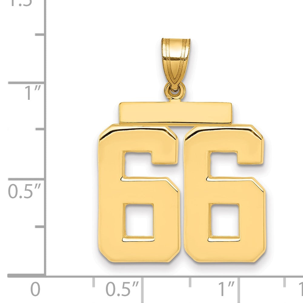 14k Large Polished Number 66 Charm